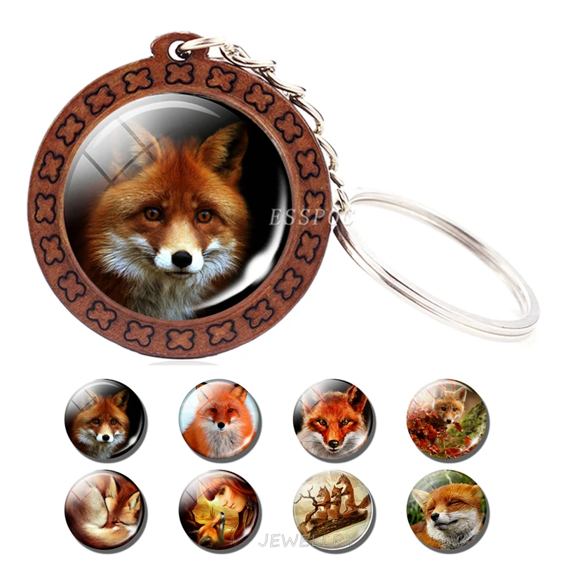 Симпатичная красная лиса деревянная искусственная бижутерия для женщин и мужчин