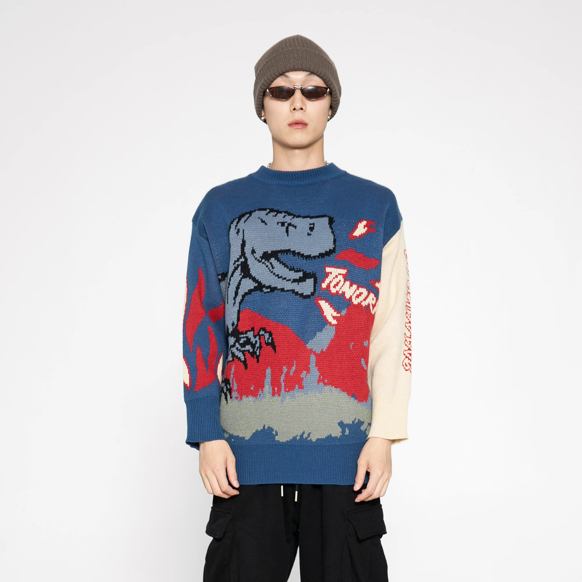 

Многоцветный жаккардовый свитер с узором в горошек динозавра Снежная гора