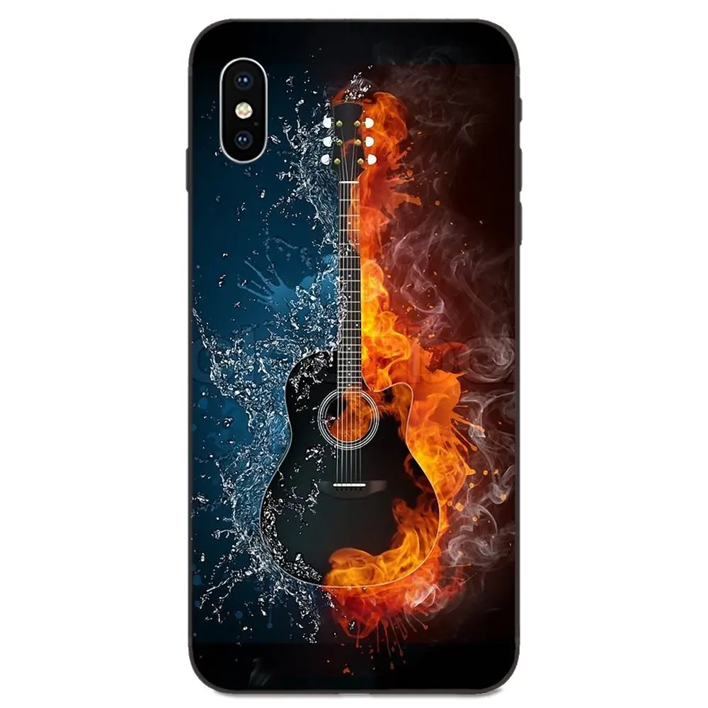 Огонь воды гитара музыкальный плакат для Apple iPhone 4 4S 5 5S SE 6 6S 7 8 11 Plus X XS Max XR Pro ТПУ