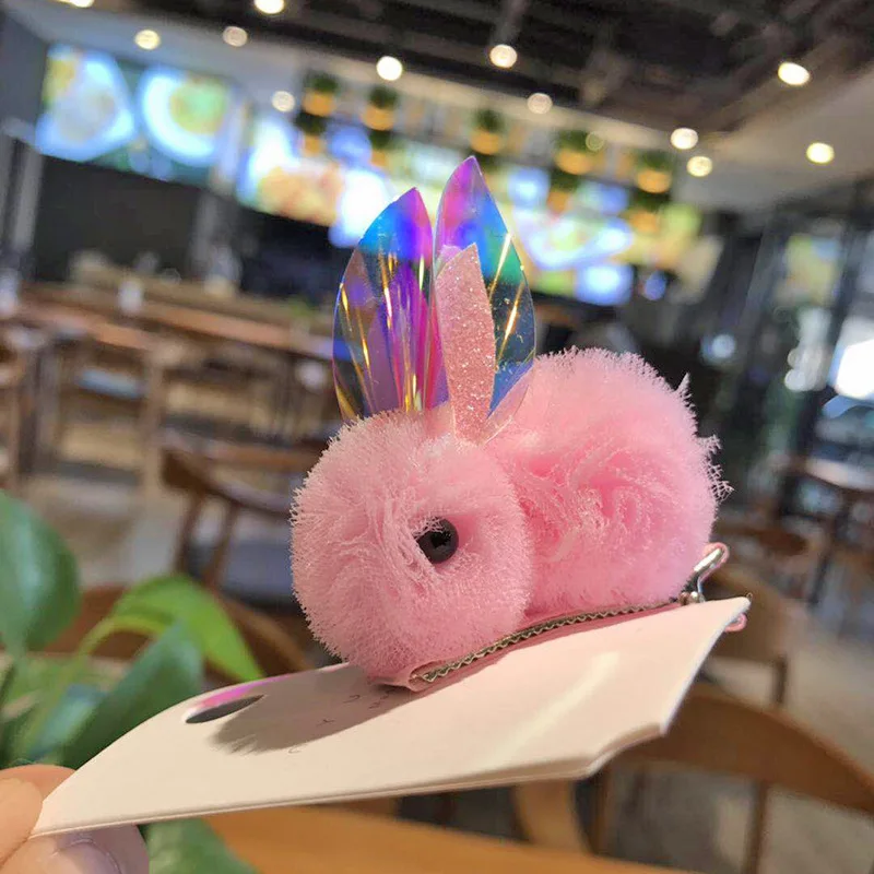 1 шт., плюшевые резинки для волос в виде кролика, собаки, для девочек, Мультяшные милые заколки для волос, детские шпильки для волос, заколки, аксессуары для волос, резинка - Цвет: Pink Rabbit