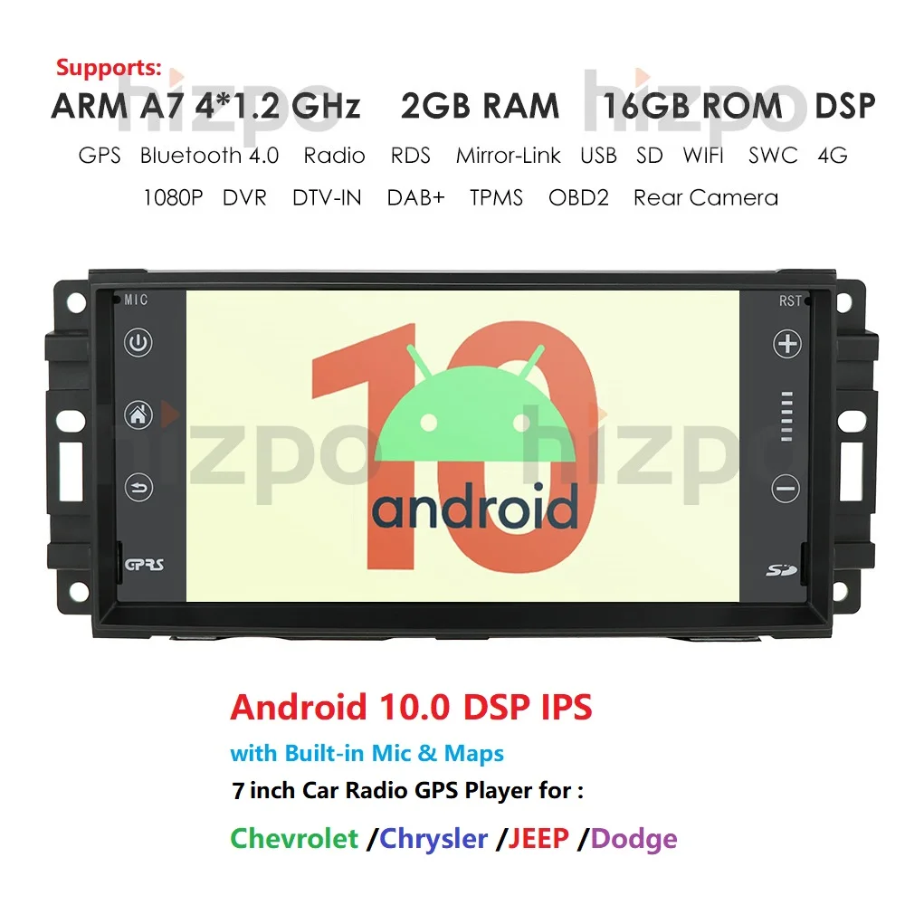Автомобильный стерео-навигатор Android 10 7 дюймов 1Din IPS DSP GPS подходит для Jeep Sebring Grand