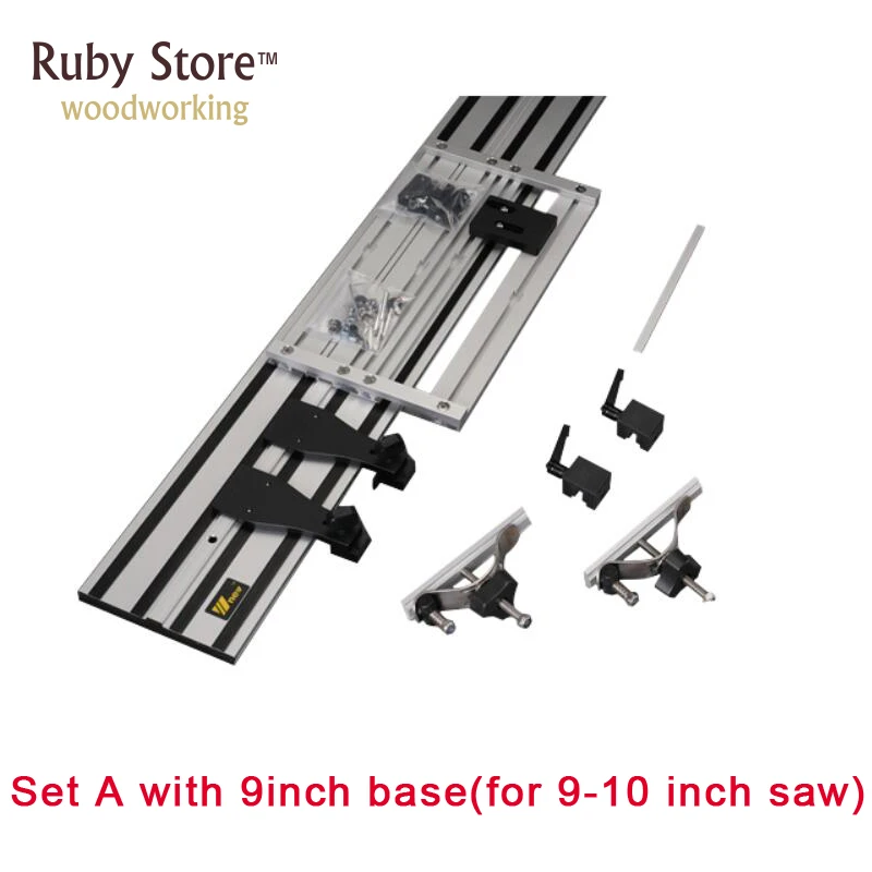 Set A with 9inch W-Новинка 1,4 м(2x1,4 м) Циркулярный направляющий выступ рельсы гусеницы+ универсальное основание для циркулярной пилы, пилы, погружной пилы, деревообработки - Цвет: Set A with 9inch