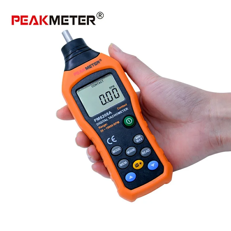 PEAKMETER PM6208A цифровой тахометр ручной Связаться двигателя Цифровой широкий