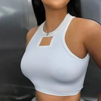 2022 spring summer women tank tops short vest white sexy crop vest solid female off shoulder cotton sport top gym tank female
