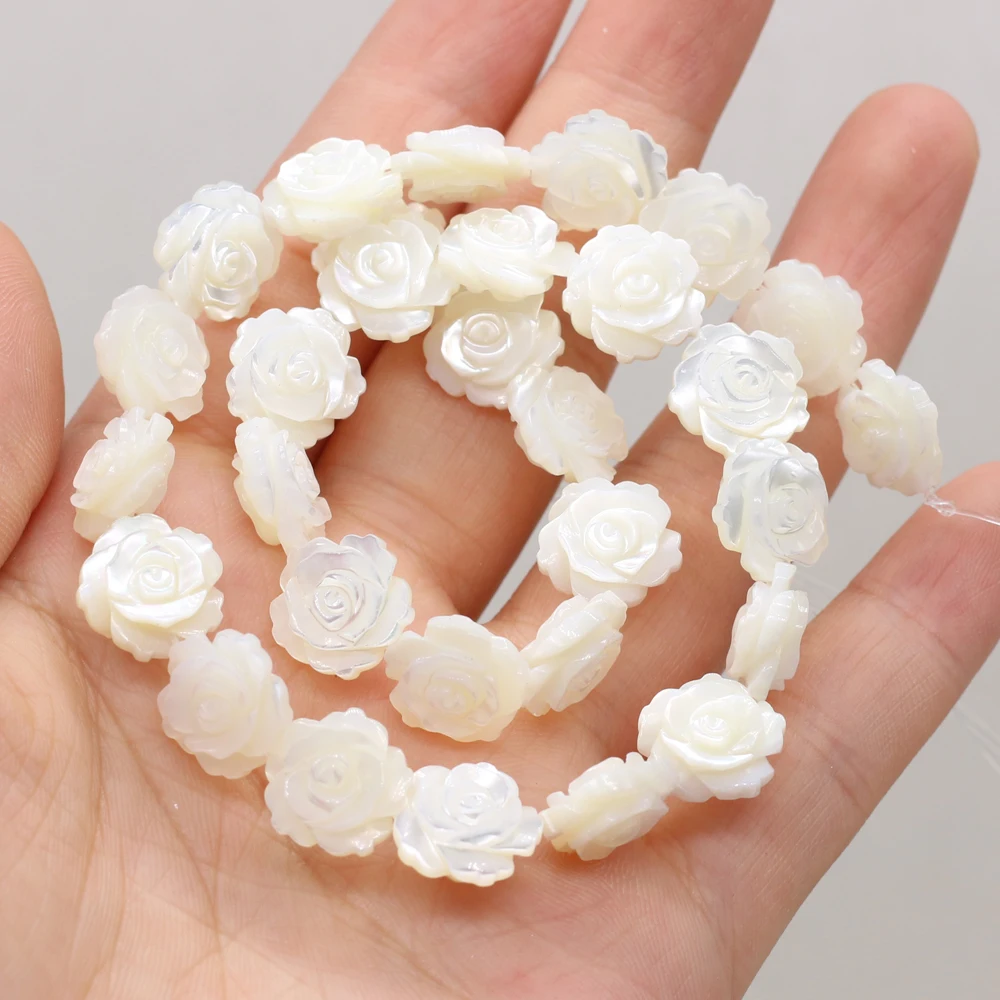 

New Product Natural Shell Sea White Rose Flower Beads Exquisitely Made Female DIY Jewelry Bracelets Of Various Specifications
