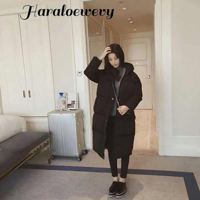 Женский пуховик 2019 зимняя женская куртка Модное Длинное пуховое пальто с