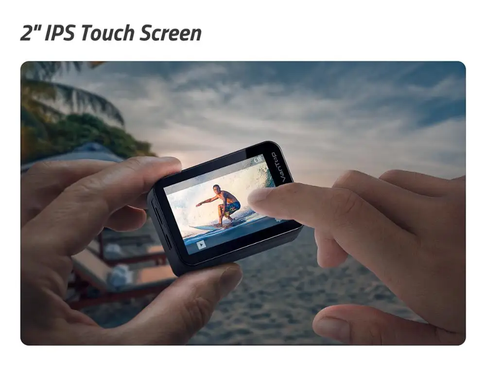Экшн камера VanTop mom4c Спортивная с сенсорным экраном 2 дюйма 4K/60fps EIS Wi Fi 1080P