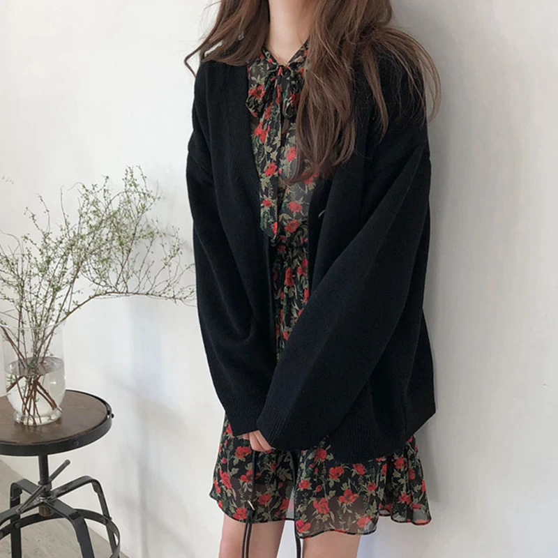 Осенний свитер кардиган с V-образным вырезом зимний Хлопковый вязаный джемпер
