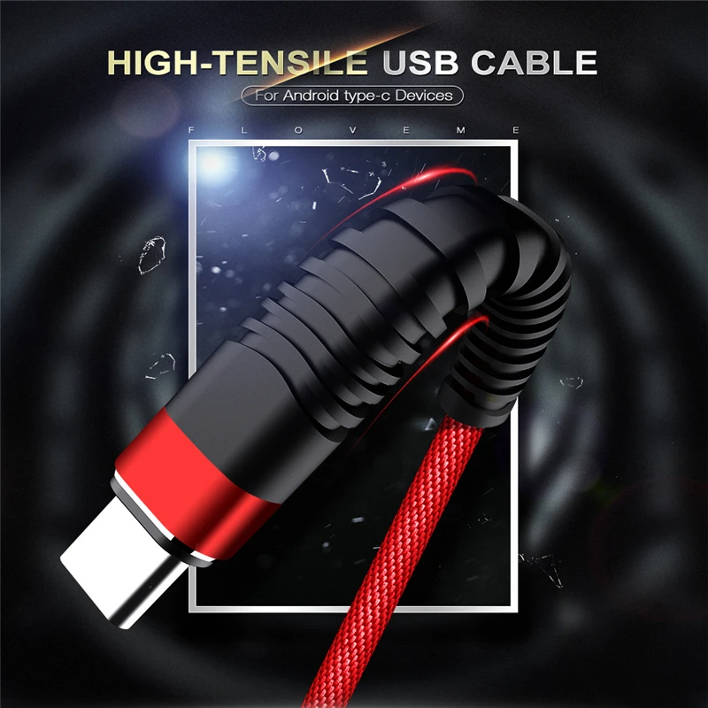 Micro USB 1,2 м удлиненный телефонный кабель прочный и портативный кабель Type-c для быстрой зарядки и передачи данных для Android универсальные кабели