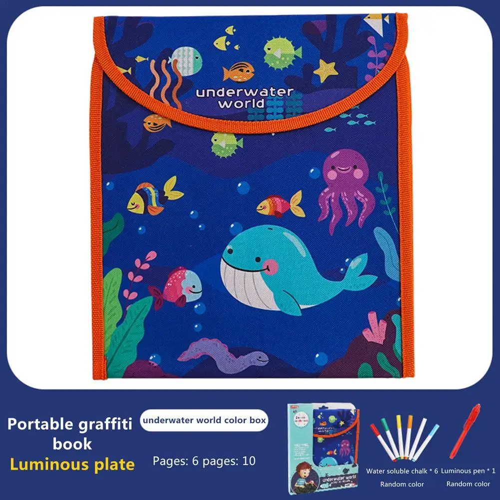

Kids Drawing Board Educational Toy Graffiti Book Luminous Pens Portable Folding Drawing Book Creative Graffiti Writing Board Toy