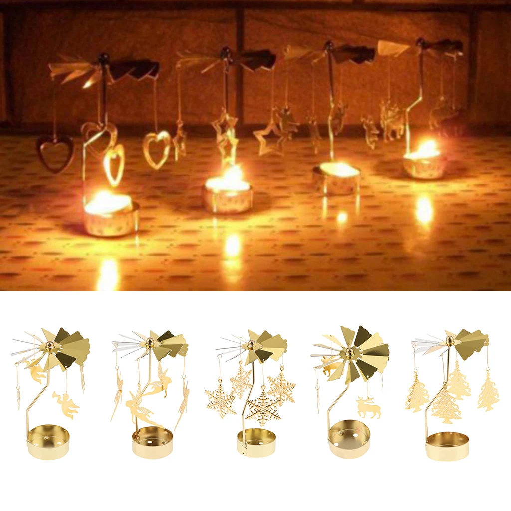5 шт. Рождественский декоративный вращающийся подсвечник для чая золотой | Дом и