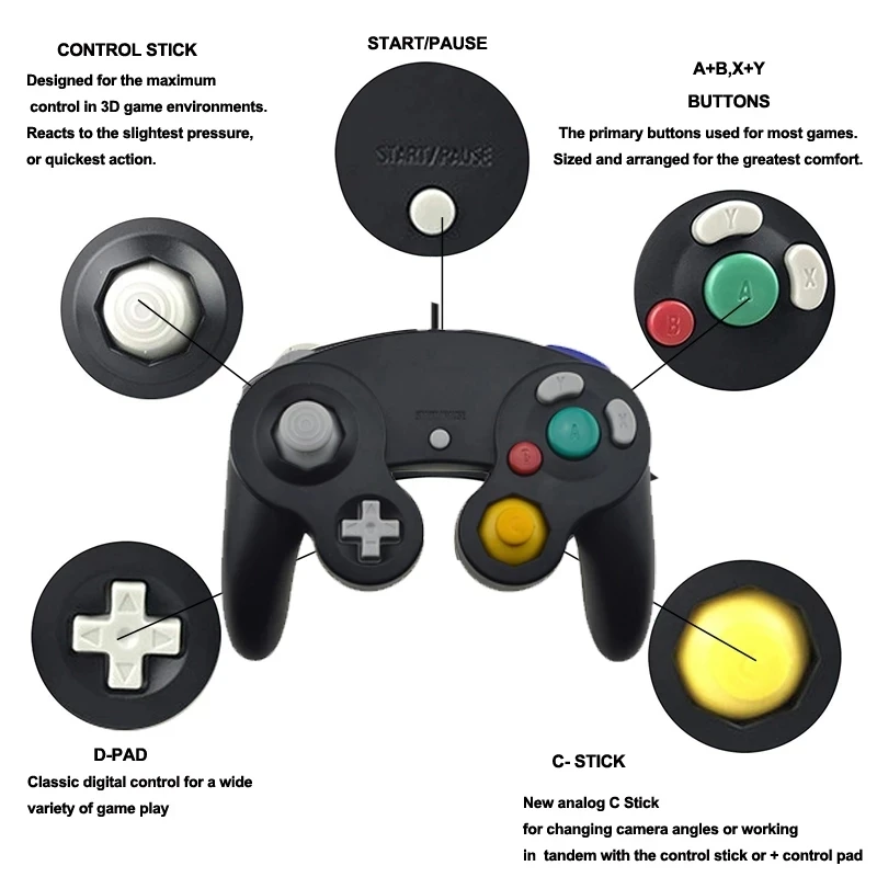 vogek usb wired gamepad for nintend gamecube controller vibration controller joystick for ngc gc wii mac computer pc gamepad free global shipping