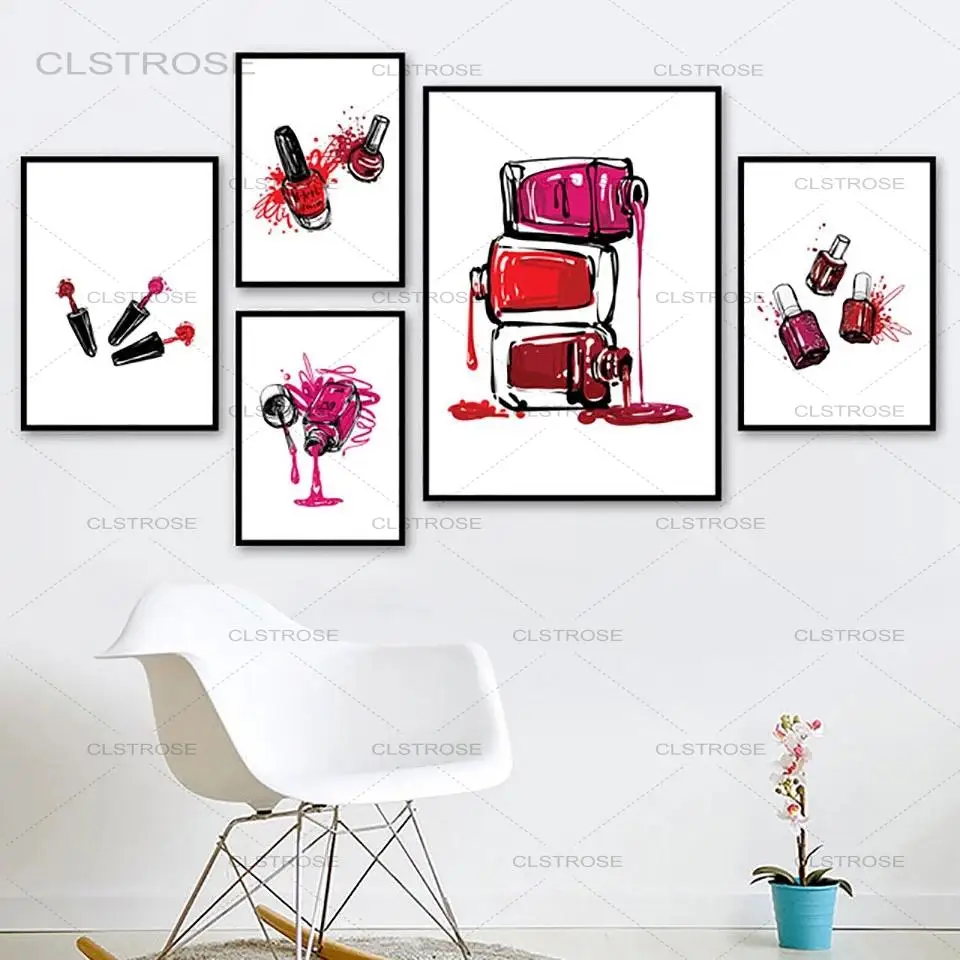 

Fashion Nail Polish Canvas Painting Home Decoration Prints Nordic Style Picture Modular Wall Art Poster Modern for Girls Bedroom