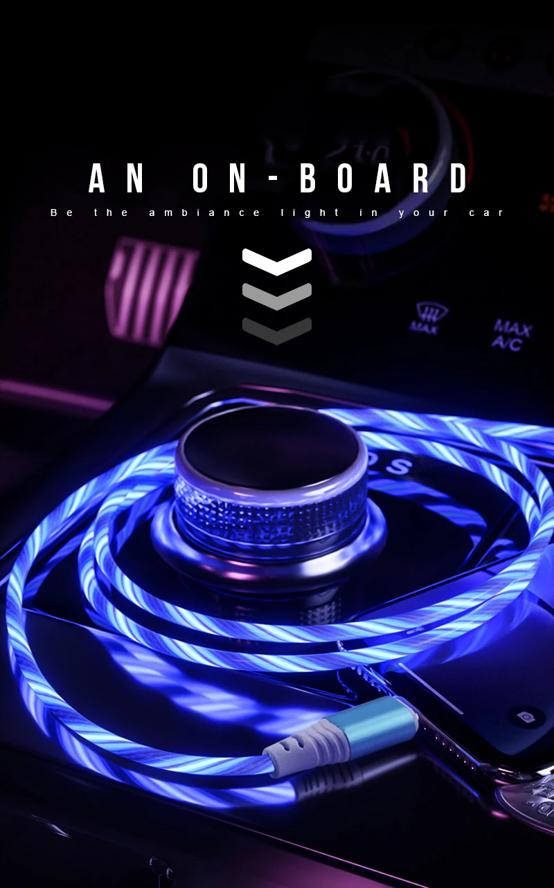 

ALALEI Newest 2A Led Light Usb Type C Usb-C Fast Charging Cable Charger Usb Cable Smart Phone Length 1 Meter