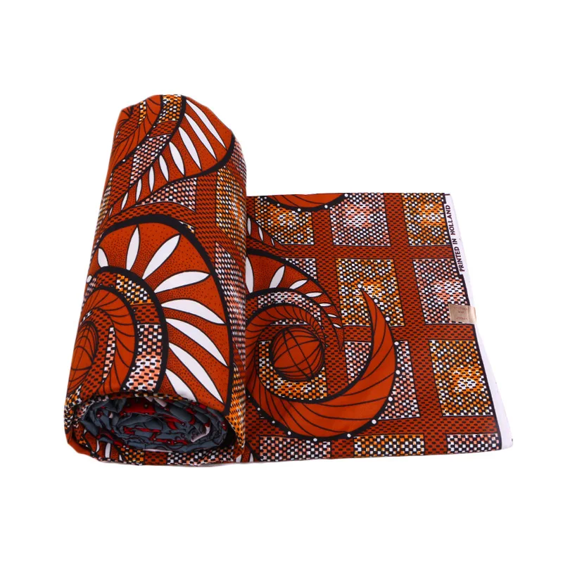 2019 африканская восковая Новая модная дизайнерская ткань с коричневым принтом