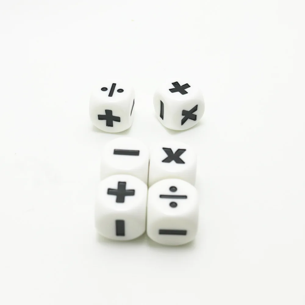 

2Pcs New Addition, Subtraction, Multiplication and Division Symbol Operation Dice Arithmetic Math Teaching Preschool 1.6CM