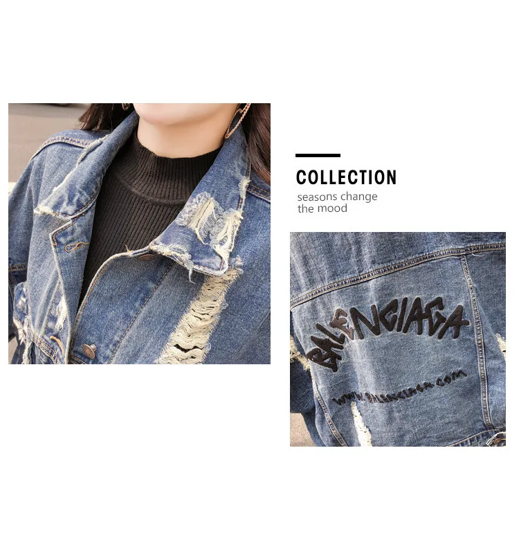 

2020 Spring Auturn letter Crop Denim Jackets Women Casual Jeans Bomber Jacket Long Sleeve fashion Denim Coat Plus Size