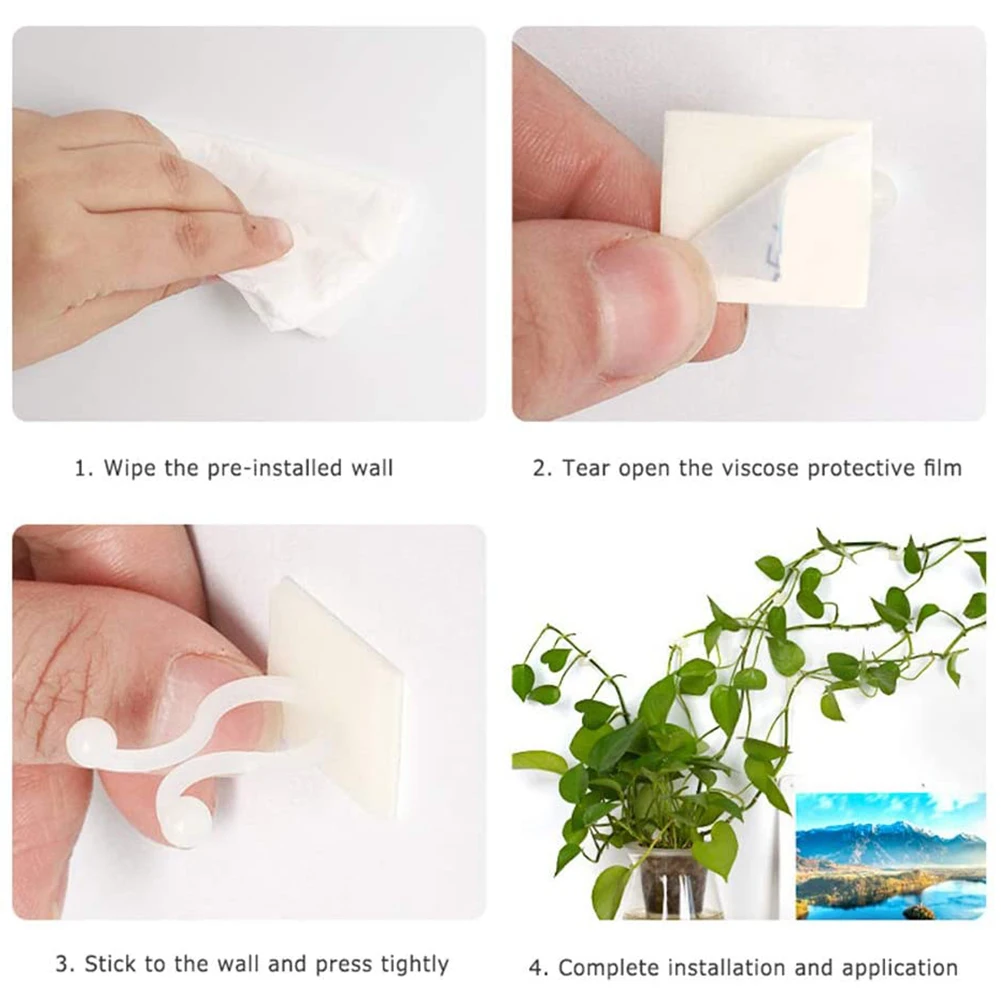 

100Pcs Self-Adhesive Home Wall Plant Climbing Fixer Holder Clip Vine Clamp Hook Back Adhesive Multi Purpose Knot Design Resin