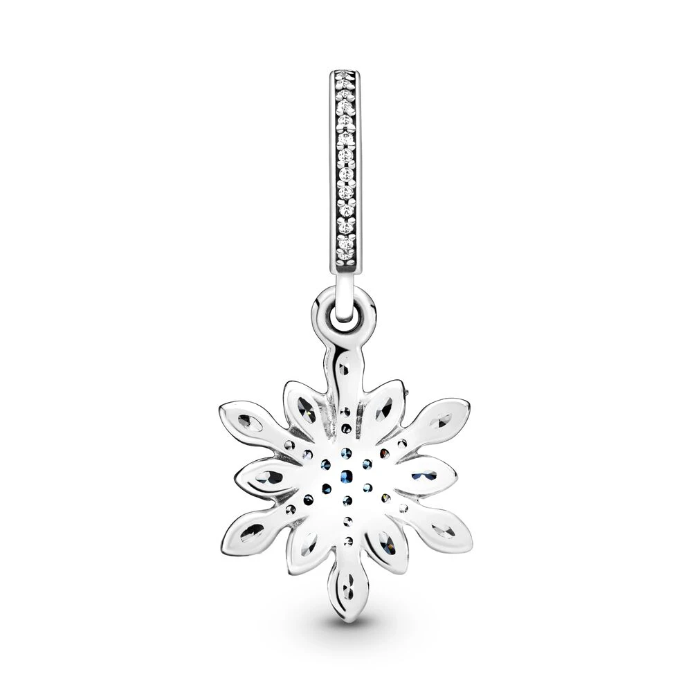 2 шт./лот, Серебряный классический синий кулон в виде снежинки, подходит для браслетов Pandora, ожерелье для женщин, аксессуары для изготовления ювелирных изделий, подарок