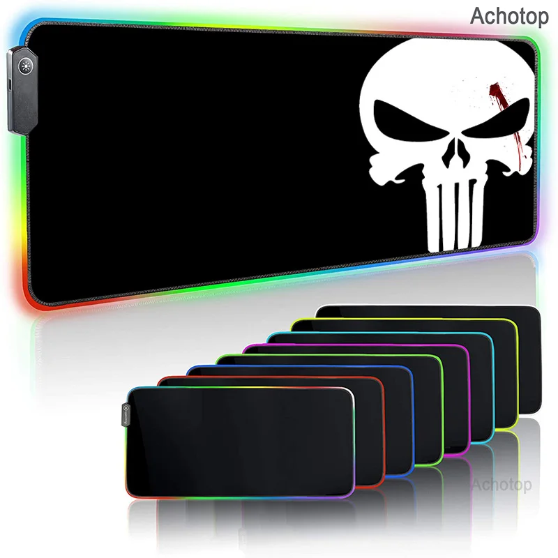 

Skull RGB Colorful trendy fashion Led super luminous mouse pad RGB large Esport table mat gaming keyboard Tapis Souris mouse pad