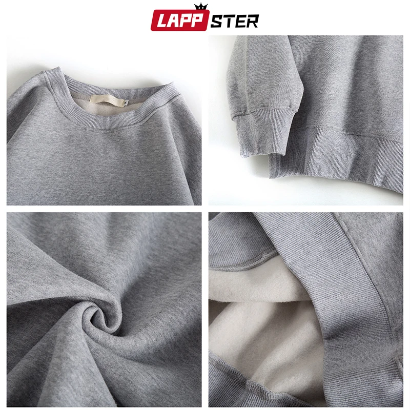 Толстовка LAPPSTER Мужская Флисовая однотонная уличная одежда в стиле оверсайз