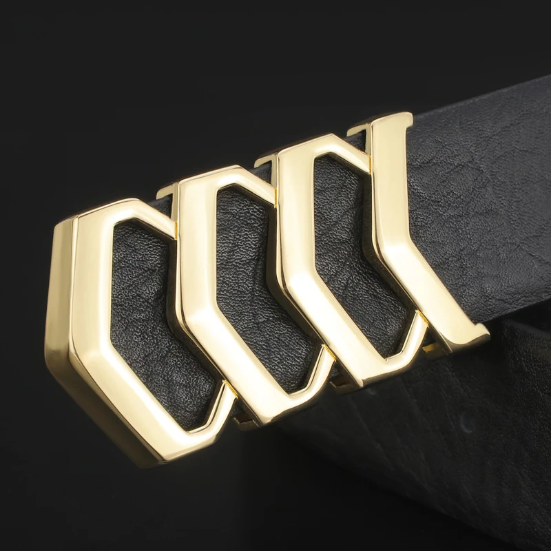 

Smooth buckle full grain leather belt men High Quality designer Cowskin black Waist Strap luxury famous brand ceinture homme