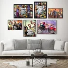 Grand Theft Car Game Canvas 5 GTA, популярная видеоигра, Художественная Картина на холсте, постер на стену, домашний декор