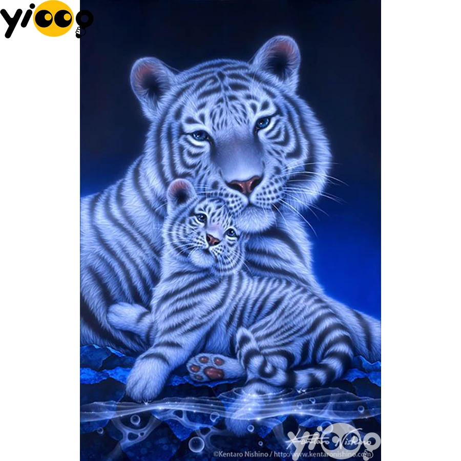 

Full Square/Round Drill Diamond Painting Cross Stitch Embroidery Tiger and Son Rhinestone Mosaic Home Decor Gift AX2165