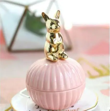 pink rabbit 2 шт., Свадебная коробка для конфет, керамические свадебные коробки для подарков, вечерние подарочные пакеты, свадебные подарочные коробки для хранения ювелирных изделий - Цвет: pink rabbit