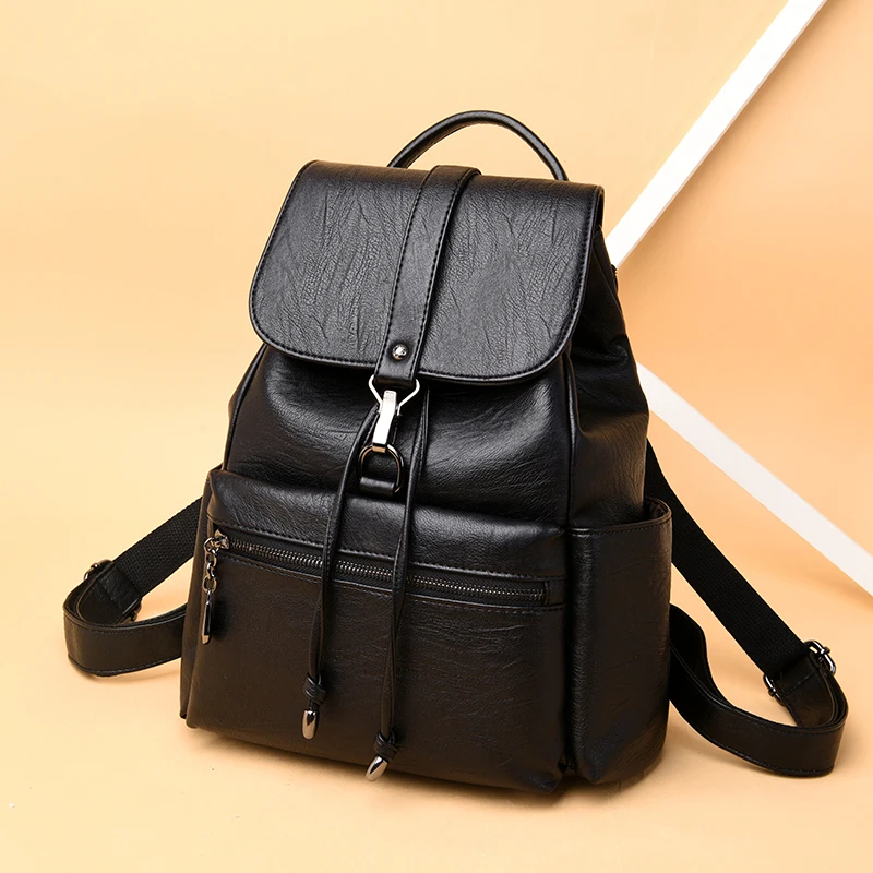 

Luxury Soft Leather Women Backpack High Quality Durable Female Travel Backpack Fashion Large Capacity School Backpack Mochilas