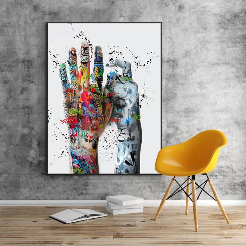 

Modern Graffiti Hand Art Abstract Posters and Prints Wall Art Canvas Painting and Nordic Picture For Living Noom Home Decoration