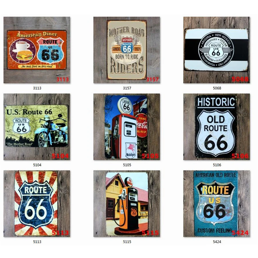 

100 шт. ROUTE 66 Оловянная металлическая пластина железная живопись детская комната настенный бар кофе домашнее искусство крафт декор 30x20 см опт...