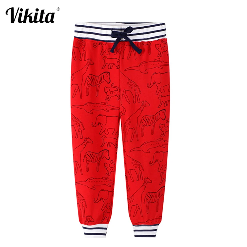 

VIKITA/штаны с рисунками животных для мальчиков; Детские спортивные повседневные брюки; Брюки для маленьких мальчиков; Сезон осень-зима; Хлопк...