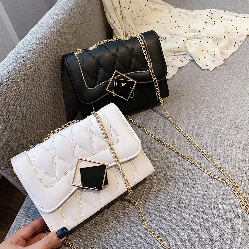 

ins super fire handbags 2020 new Korean style small square bag fashion rhombus chain shoulder messenger bag