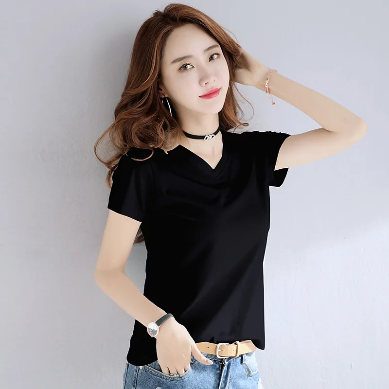 

T Shirt Women Clothes 2019 Fashion Black Tee Top Fashion Cotton Ladies black Tee Shirt