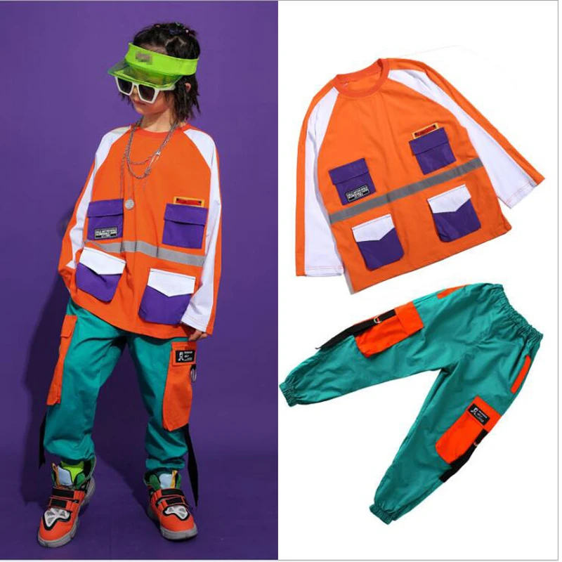 Детская Одежда для танцев в стиле хип-хоп свитшот топ Укороченное пальто