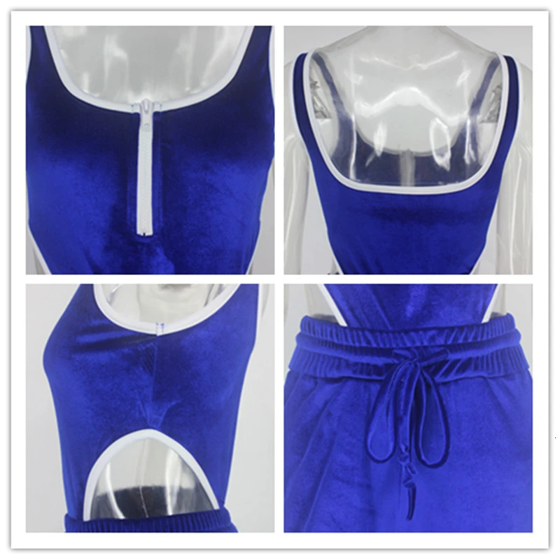 Женский комбинезон без рукавов Fuedage бархатный Облегающий с v образным вырезом