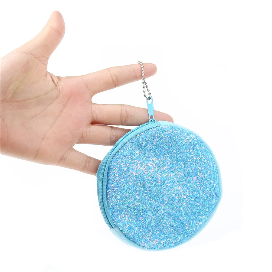 Новый Круглый креативный блестящий кошелек для монет мини блестящая сумка