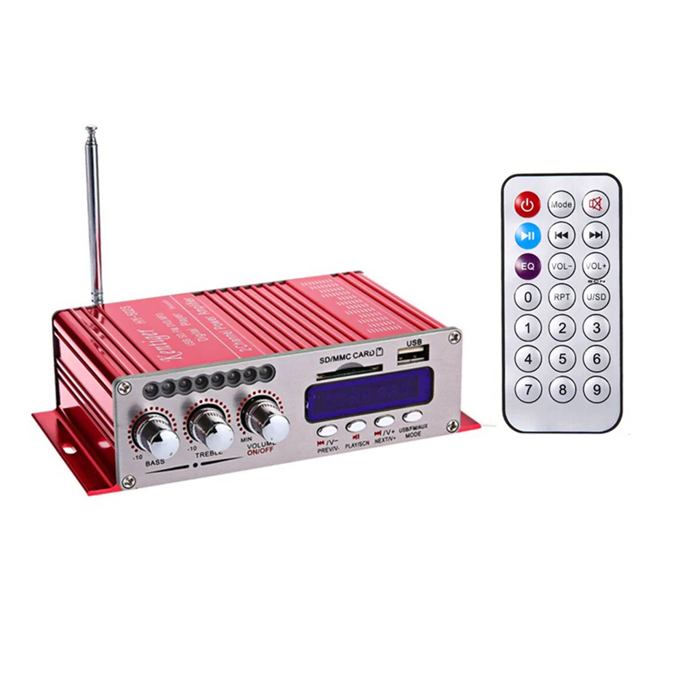 red Мощность стерео HY-502S 40 Вт мини-усилитель Bluetooth USB SD FM радио адаптер питания аудио усилитель для автомобилей - Цвет: red
