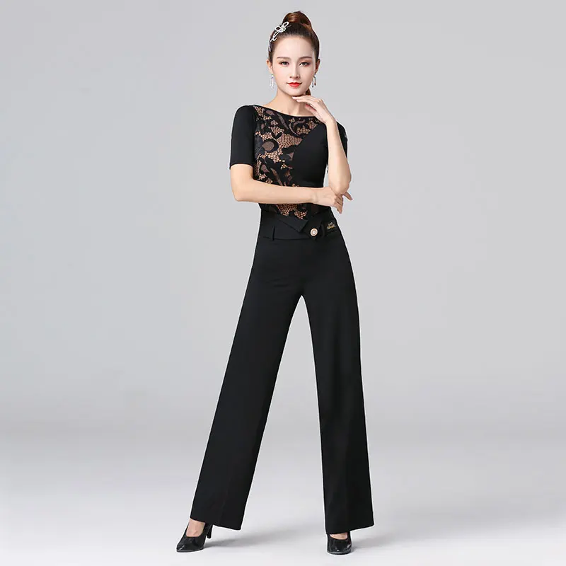 Женские модные стильные современные брюки с высокой талией для бальных танцев