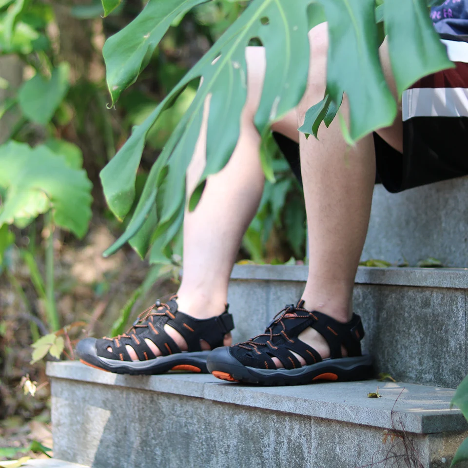 GRITION сандалии мужские из нубука Мужские гладиаторы Пляжная Летняя обувь Модные