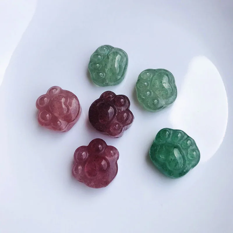 

10 шт. МИЛЫЙ натуральный камень клубника хрустальный Кот коготь кулон очаровательный лечебный драгоценный камень кулон аксессуары для изго...