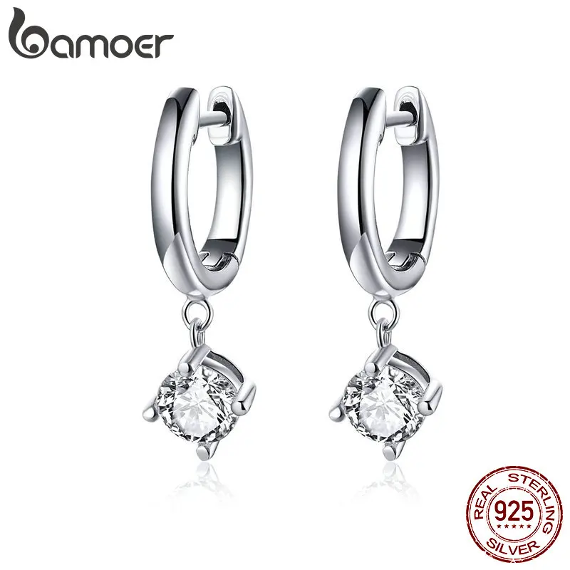 BAMOER, серебряные серьги, 925 пробы, серебряные, прозрачные, CZ, крошечные серьги-капли для женщин, свадебные ювелирные изделия, подарки, Brincos SCE553