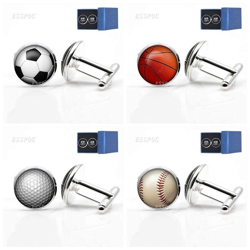 Мужские модные запонки для футбола Посеребренная запонка мужчин мужские