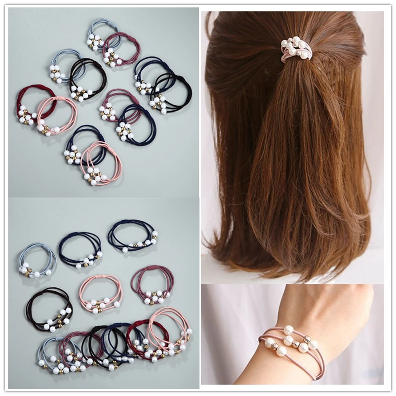 Набор из 2 бусин/набор цветная многослойная резинка для волос простые корейские