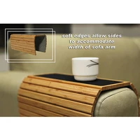 natural bamboo sofa armrest anti slip couch coaster drink holder armrest table for squared edge armrests