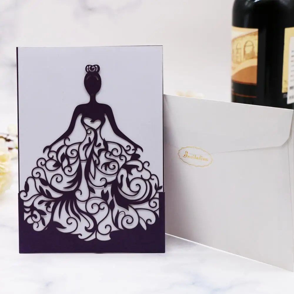 20 шт свадебные пригласительные открытки с жемчугом бумажные вечерние лазерной