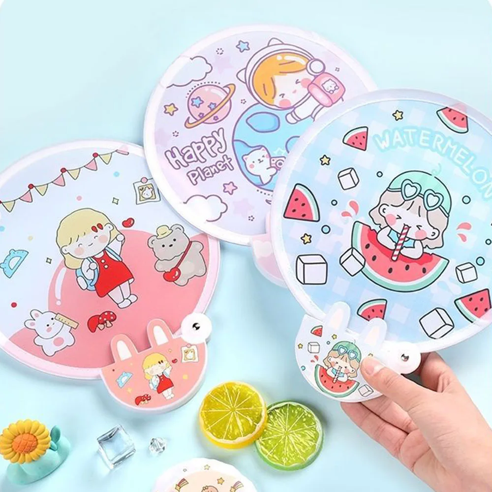 

1 Pcs Japanese-Style Cartoon Folding Hand Fan Shrinkable Mini Cloth Fan Gifts Home Decoration Ornaments Summer Cooling Tool