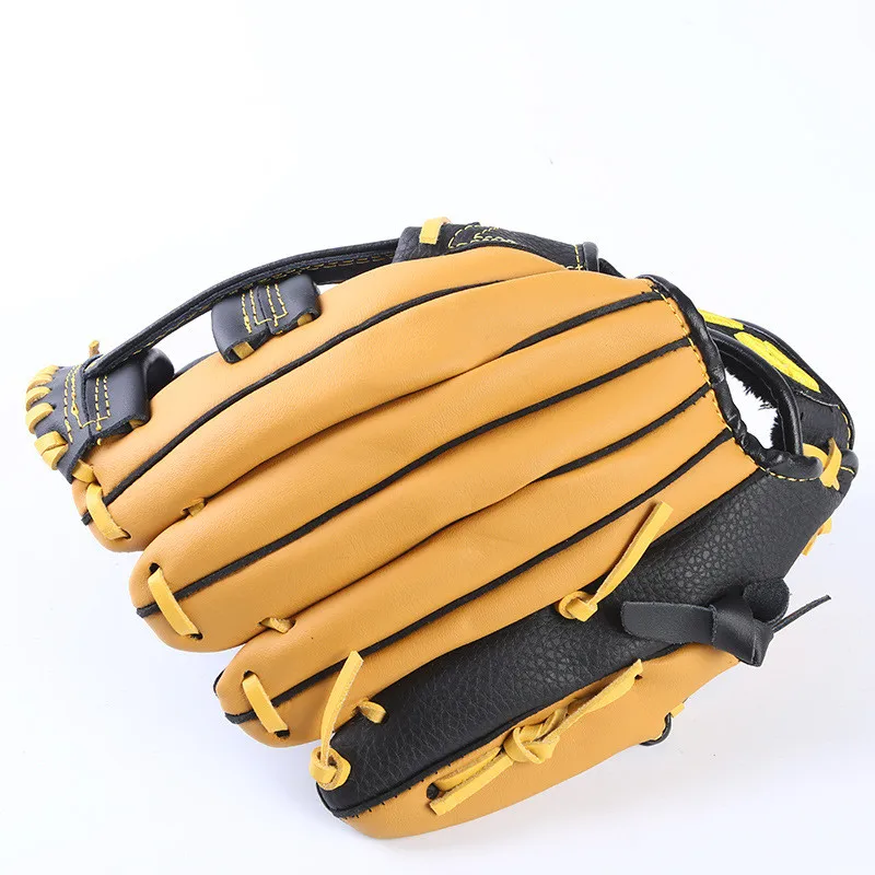 Men Sports Genuine Leather Baseball Gloves for School Match Adults Youth Train 11.5''/12.5'' Brown Baseball Mitt Glove Equipment