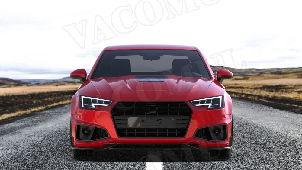 Для Audi A4 S4 B9 сухой комплект кузова из углеродного волокна передняя губа Лопата боковые юбки задний багажник спойлер задний бампер диффузор автомобильный Стайлинг - Цвет: Front lip